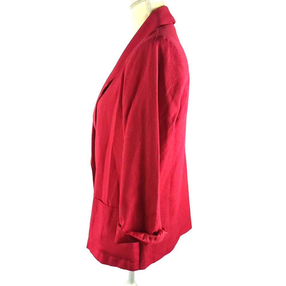 Sag Harbor Petite Women's Red Blazer Jacket Size 10 Pockets Business Careersag - Picture 3 of 6